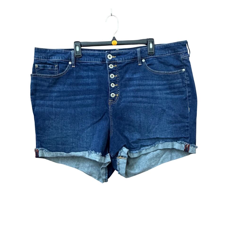 Torrid Size 26 Button Fly Denim Shorts Stretch Cuffed Casual Jean